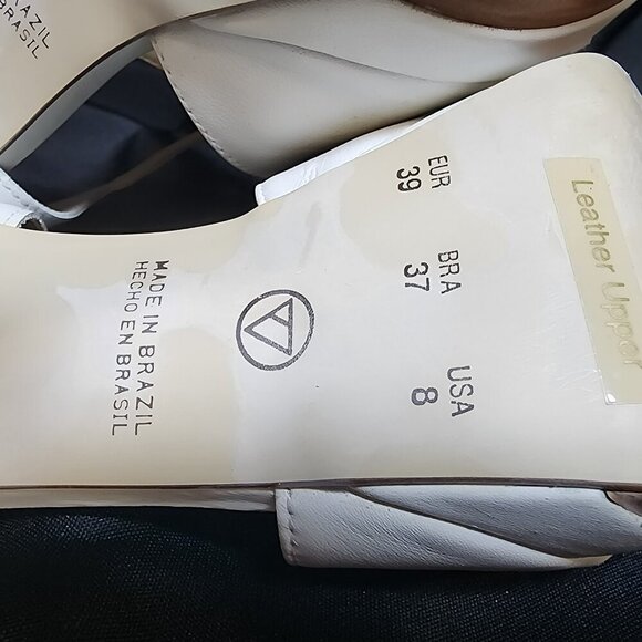 Vintage Cathy Jean White Leather Strappy Heels Size 8 | 5 Inch High Heel Sandals - Picture 7 of 9